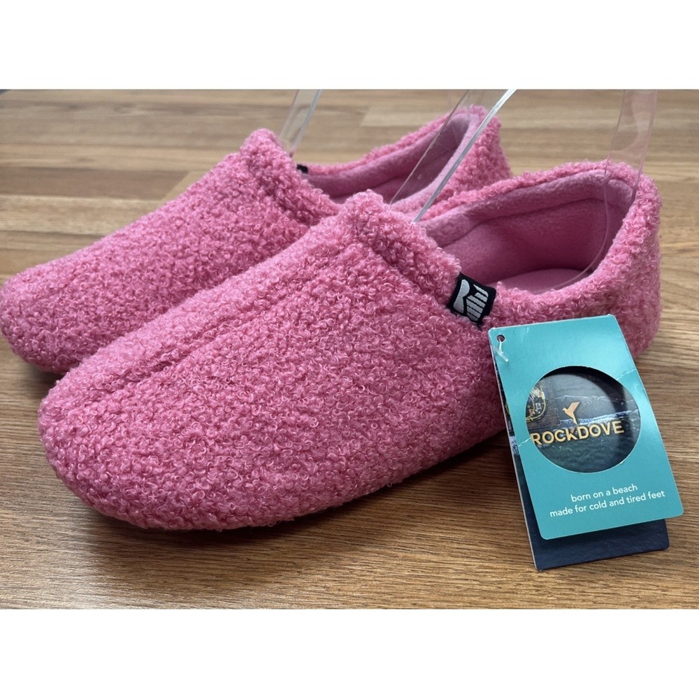 Rock Dove‎ Women's Teddy Fleece Slippers Pink Size Large 9-10 NEW